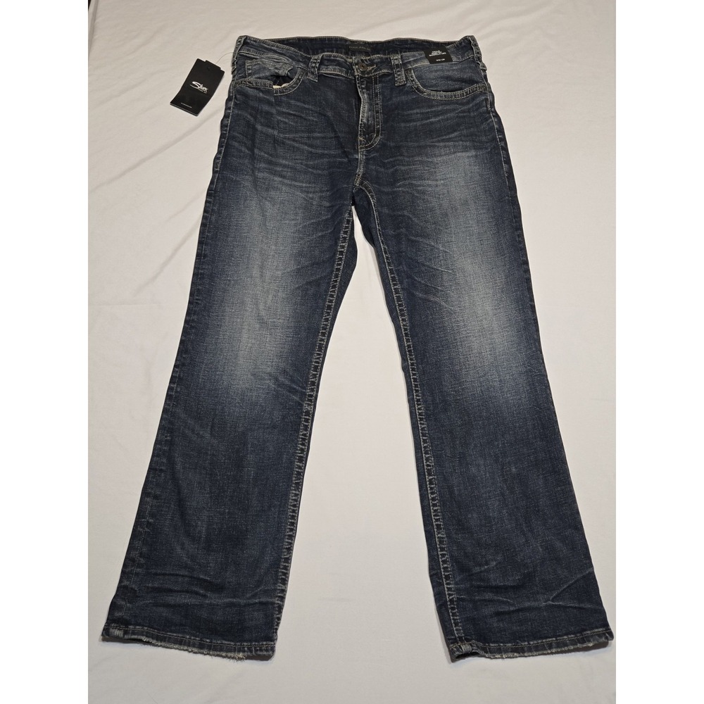 NWT Silver Jeans Co. Craig Easy Fit Bootleg Stretch 34x30 Medium Blue Denim